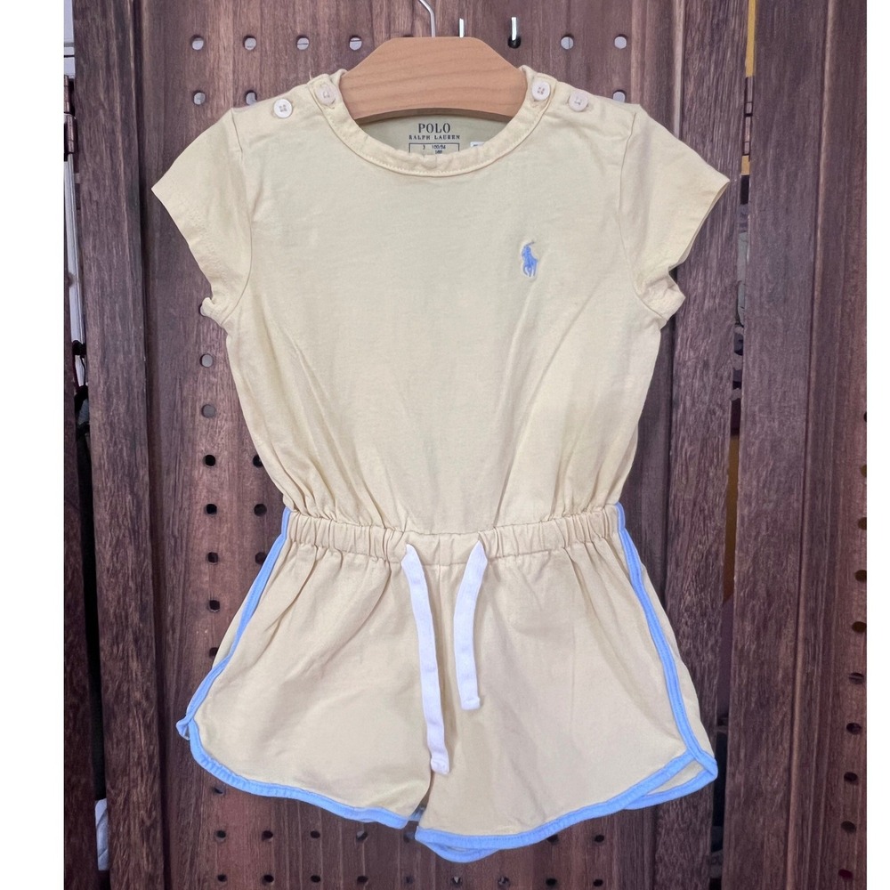 Polo Ralph Lauren Yellow Blue Retro Play Suit Kids Size 3 one piece